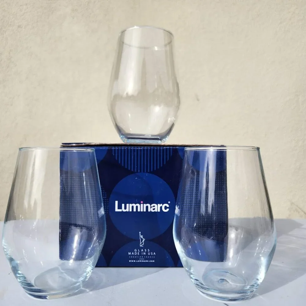 NEW Set of 3 Luminarc Concerto 19 oz glass stemless wine water iced tea glasses
